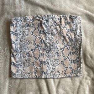Snakeskin tube top.
